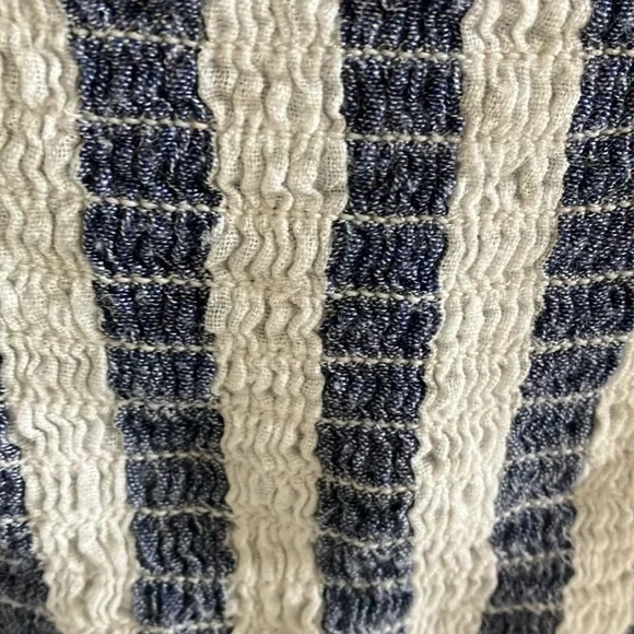 Lucky‎ Brand Blue & White Stripe Off Shoulder Mini Dress 100% Cotton Sz S- EUC - Picture 6 of 10